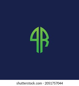 Creative initial letters PR with eco leaf shape logo.It will be suitable for which company or brand name start those initial.