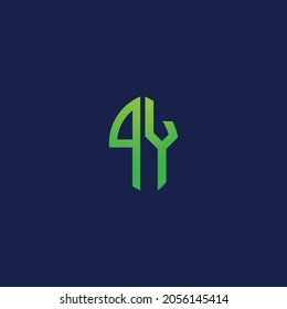 Creative initial letters PY with eco leaf shape logo.It will be suitable for which company or brand name start those initial.