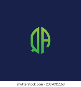 Letras iniciales creativas QA con el logotipo de forma de hoja ecológica.Será adecuado para qué empresa o nombre de marca inician esas iniciales.