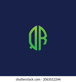 Creative initial letters QR with eco leaf shape logo.It will be suitable for which company or brand name start those initial.