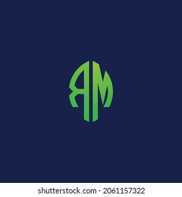 Creative initial letters RM with eco leaf shape logo.It will be suitable for which company or brand name start those initial.