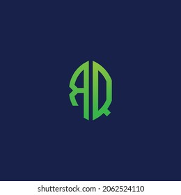 Creative initial letters RQ with eco leaf shape logo.It will be suitable for which company or brand name start those initial.