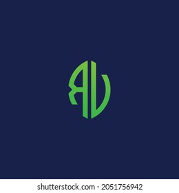 Kreative Anfangsbuchstaben RV mit Öko-Blattform-Logo.Es ist geeignet, für welchen Firmen- oder Markennamen die ersten Buchstaben beginnen.