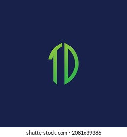 Creative initial letters TD with eco leaf shape logo.It will be suitable for which company or brand name start those initial.