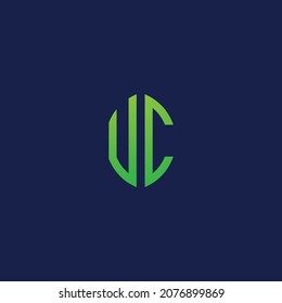 Creative initial letters UC with eco leaf shape logo.It will be suitable for which company or brand name start those initial.
