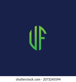 Letras iniciales creativas UF con el logotipo de forma de hoja ecológica.Será adecuado para qué empresa o nombre de marca inician esas iniciales.