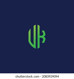 Letras iniciales creativas Reino Unido con el logotipo en forma de hoja ecológica.Será adecuado para qué empresa o nombre de marca inicien esas iniciales.