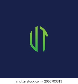 Creative initial letters UT with eco leaf shape logo.It will be suitable for which company or brand name start those initial.