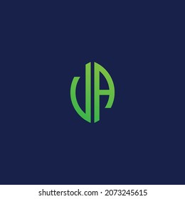 Letras iniciales creativas VA con el logotipo de forma de hoja ecológica.Será adecuado para qué empresa o marca comienzan esas iniciales.
