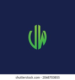 Creative initial letters VW with eco leaf shape logo.It will be suitable for which company or brand name start those initial.