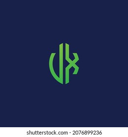 Creative initial letters VX with eco leaf shape logo.It will be suitable for which company or brand name start those initial.