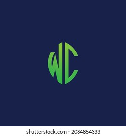 Creative initial letters WC with eco leaf shape logo.It will be suitable for which company or brand name start those initial.