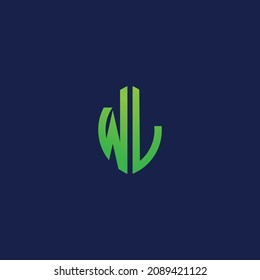 Creative initial letters WL with eco leaf shape logo.It will be suitable for which company or brand name start those initial.
