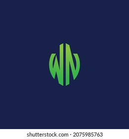 Creative initial letters WN with eco leaf shape logo.It will be suitable for which company or brand name start those initial.