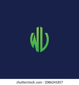 Creative initial letters WV with eco leaf shape logo.It will be suitable for which company or brand name start those initial.