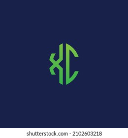 Creative initial letters XC with eco leaf shape logo.It will be suitable for which company or brand name start th