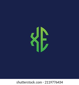 Creative initial letters XE with eco leaf shape logo.It will be suitable for which company or brand name start th