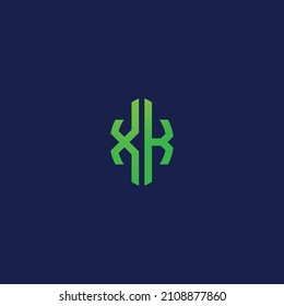Letras iniciales creativas XK con el logotipo de forma de hoja ecológica.Será adecuado para qué empresa o nombre de marca empieza