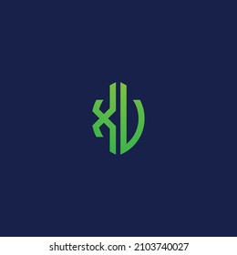 Kreative Anfangsbuchstaben XV mit dem Logo für das Umweltzeichen.Es eignet sich für Firmen- oder Markennamen, die den Start des Logos