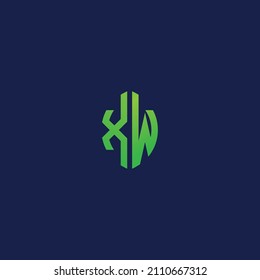 Letras iniciales creativas XW con el logotipo de forma de hoja ecológica.Será adecuado para qué empresa o nombre de marca empieza