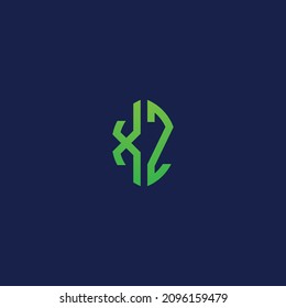 Letras iniciales creativas XZ con el logotipo de forma de hoja ecológica.Será adecuado para qué empresa o nombre de marca empieza