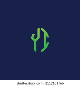 Creative initial letters YI with eco leaf shape logo.It will be suitable for which company or brand name start those initial.