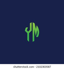 Creative initial letters YM with eco leaf shape logo.It will be suitable for which company or brand name start those initial.