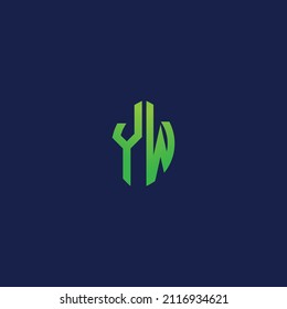 Creative initial letters YW with eco leaf shape logo.It will be suitable for which company or brand name start those initial.