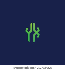 Creative initial letters YX with eco leaf shape logo.It will be suitable for which company or brand name start those initial.