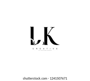 Creative Initial LK Letter Organic Plant Stylish Monogram Logotype
