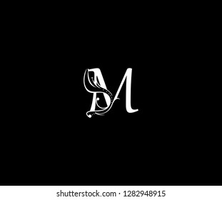 creative initial M letter luxury flourishes ornament logo vector