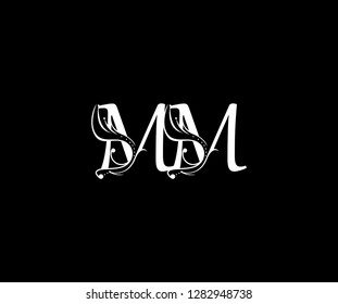 creative initial MM letter luxury flourishes ornament logo vector