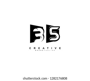 Creative Initial Number 35 Style Geometric Logotype