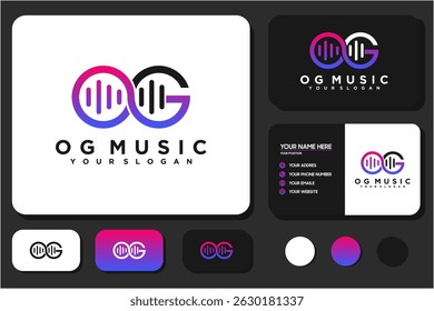 creative initial O G with sound wave logo,music logo,studio logo, reference logo for your business