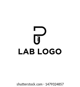 creative initial p with glass lab logo design