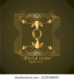 creative initial q latter logo design with luxury modern business vector template. creative new q monogram latter logo with golden color