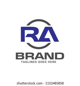creative initial  r and a with circle lines vector logo concept