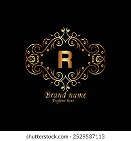 creative initial r latter logo design  with  modern business vector template. creative isolate royal r logo , monogram r logo , luxury latter logo design with golden color