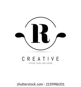 creative initial R letter logo design with circle element. R letter logo design vector illustration template.