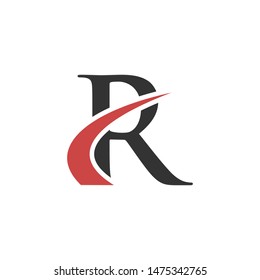creative initial r letter with swoosh concept illustration