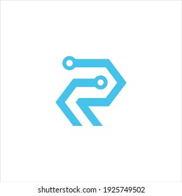 Creative Initial R Logo,with Technology Concept Vector