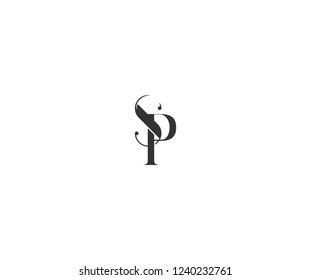 Creative Initial SP Letter Linked Dark Color Minimal Monogram Logotype
