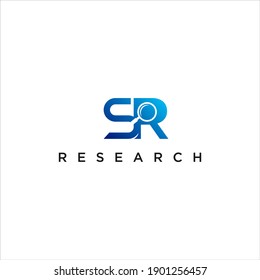 Creative Initial SR Logo, RS Design with Research Concept Magnifying Glass Icon