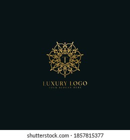 Creative Initial T letter logo monogram.Golden color Luxury jewelry frame gem edge logotype. 