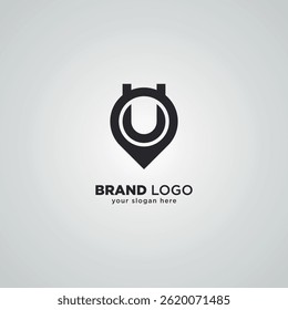 Creative Initial U Letter with Location Mark - Logo Design Concept.
