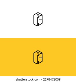 Creative initial UE letters Box House logo.It will be suitable for which company or brand name start those initial.