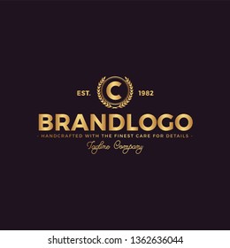 Creative initial vintage letter c badge  logo vector logo design template Vector 