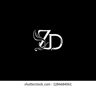 creative initial ZD letter luxury flourishes ornament logo vector