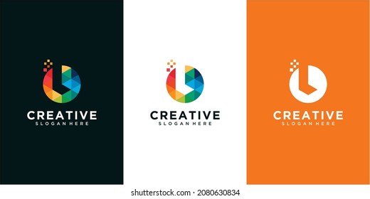 Letra creativa iniciales L logo poligonal colorido e icono vector