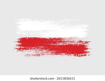 Creative Ink Grunge Texture on Poland National Flag for Independence Day 11th November with Paint Brush Stroke